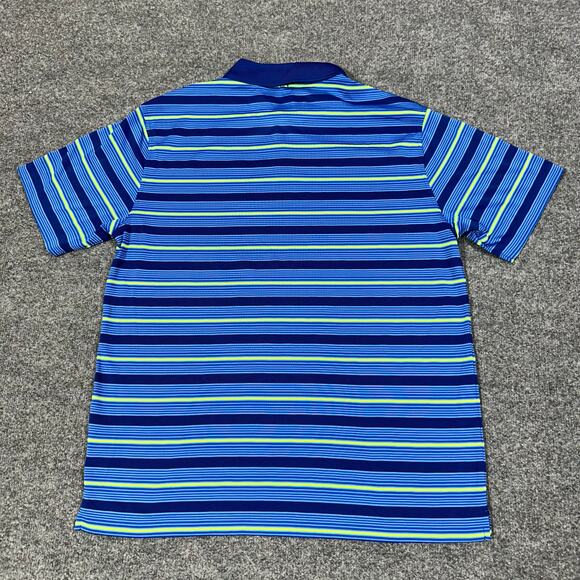 Nike Golf Tour Performance Dri-Fit Blue Striped Short Sleeve Polo Shirt Size L - Picture 2 of 7